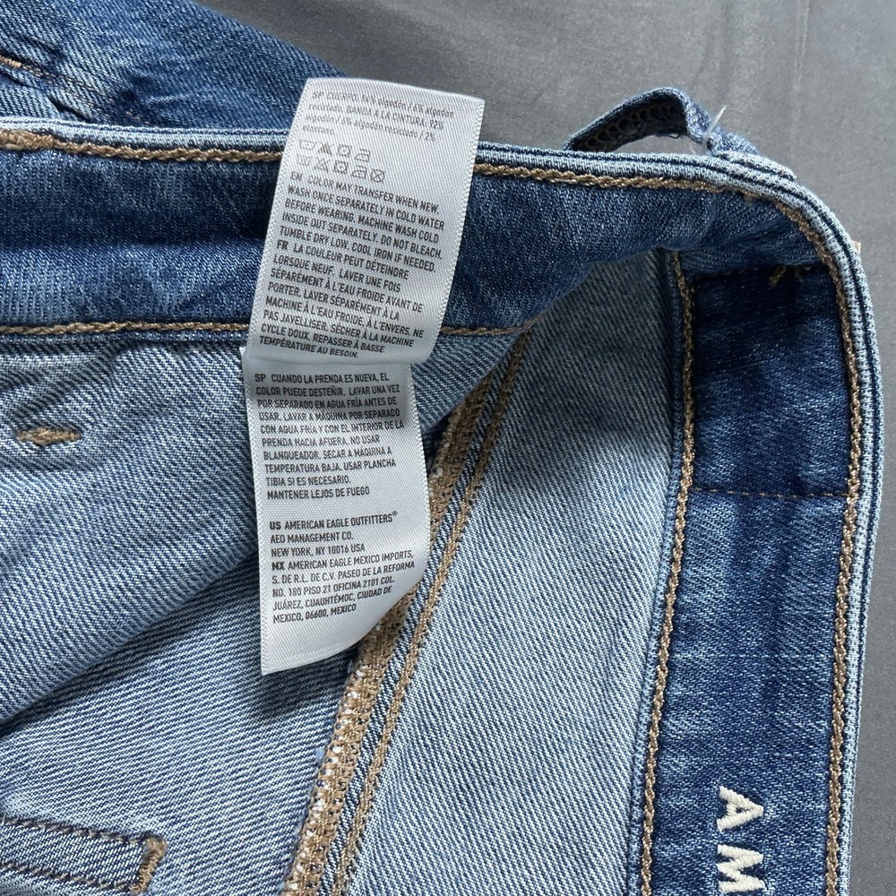 American Eagle Women Carpenter Jeans Blue Straight Leg Utility Pants Sz 2 X-Long - Picture 10 of 12